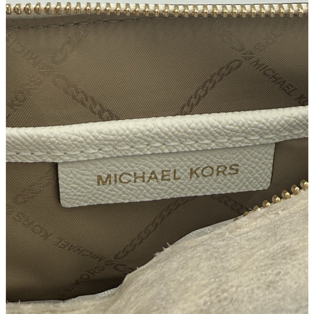 Michael Kors Sylvia Large Double Zip Crossbody Optic White Leather New With Tags - Picture 8 of 11